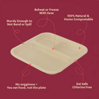 3-Compartment Bagasse Meal Tray