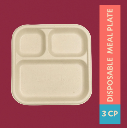3-Compartment Bagasse Meal Tray