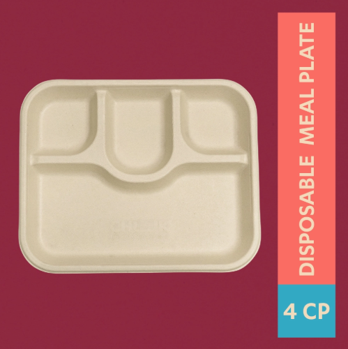 4-Compartment Bagasse Meal Tray