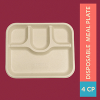 4-Compartment Bagasse Meal Tray