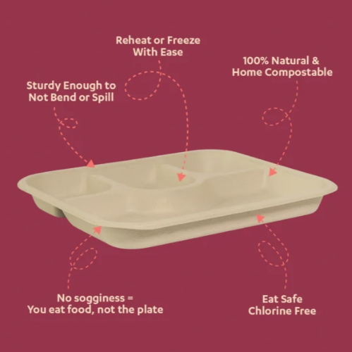 4-Compartment Bagasse Meal Tray