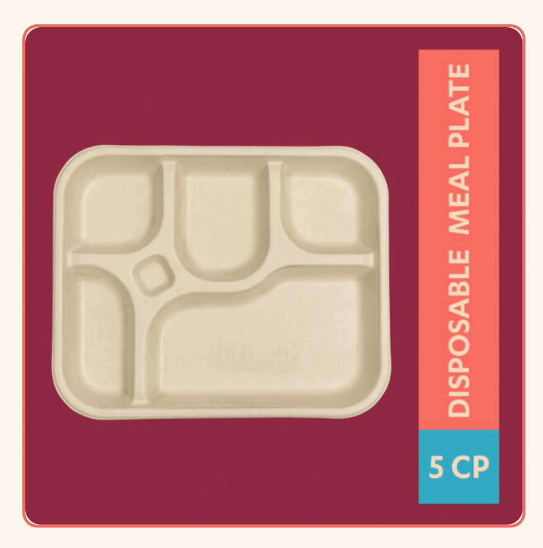5-Compartment Bagasse Meal Tray