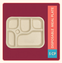 5-Compartment Bagasse Meal Tray
