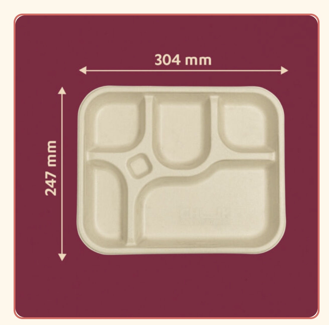 5-Compartment Bagasse Meal Tray