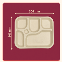 5-Compartment Bagasse Meal Tray