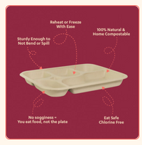 5-Compartment Bagasse Meal Tray