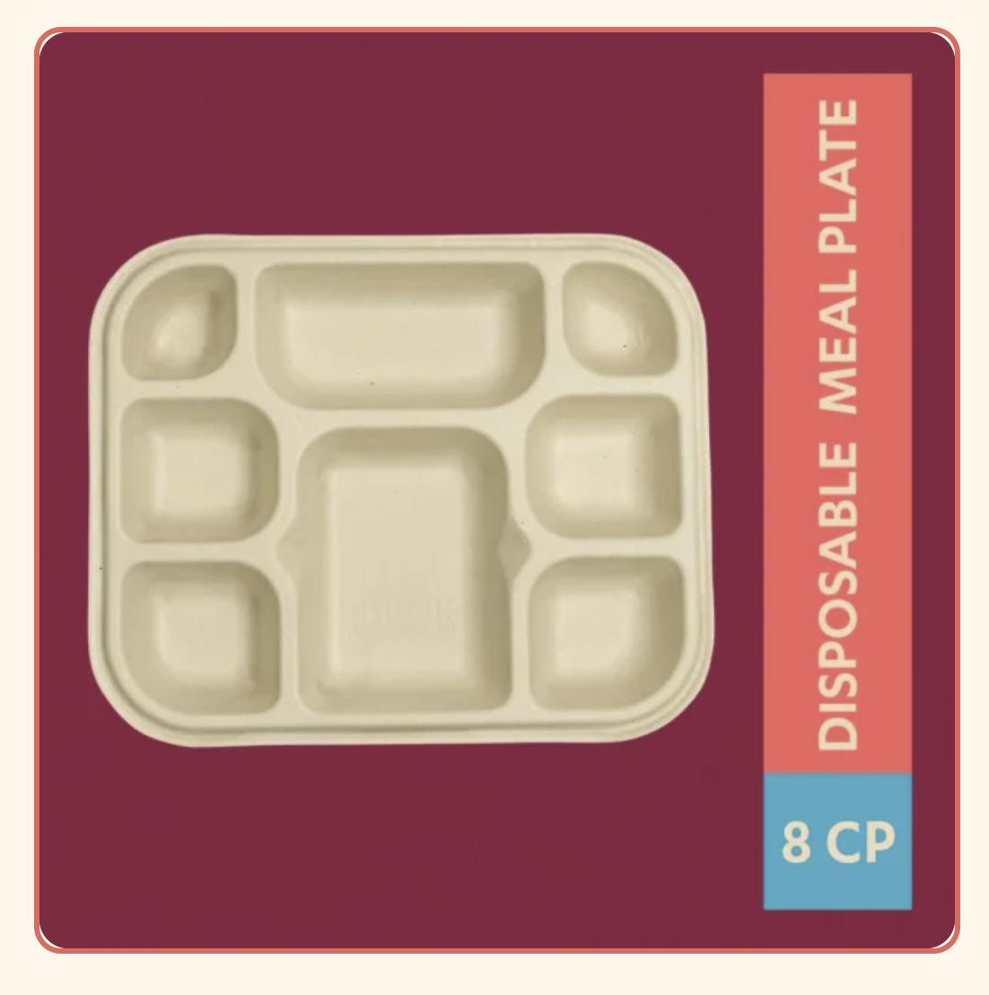 8-Compartment Bagasse Meal Tray