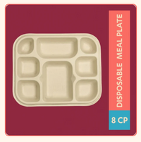 8-Compartment Bagasse Meal Tray