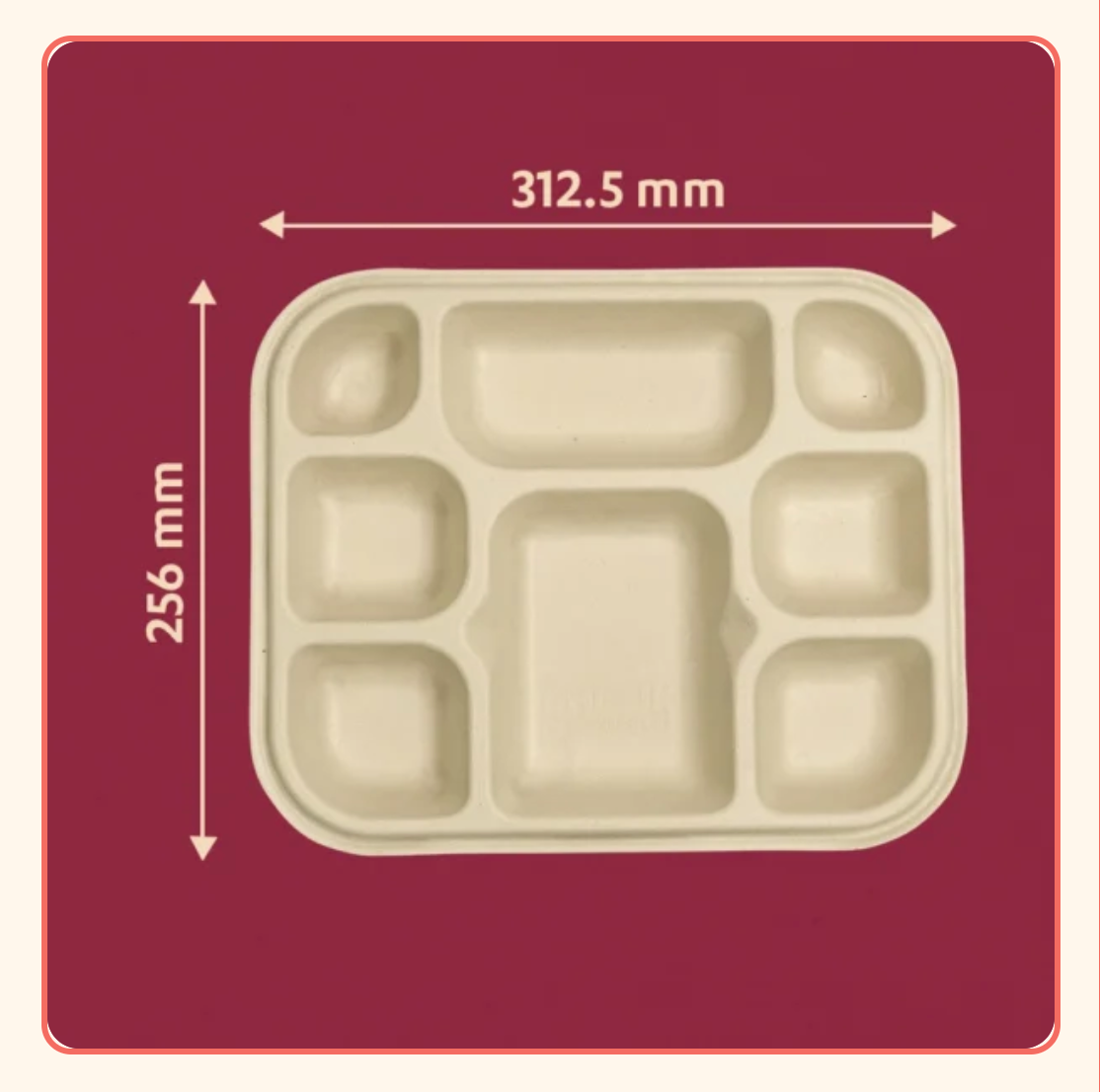 8-Compartment Bagasse Meal Tray