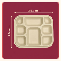 8-Compartment Bagasse Meal Tray