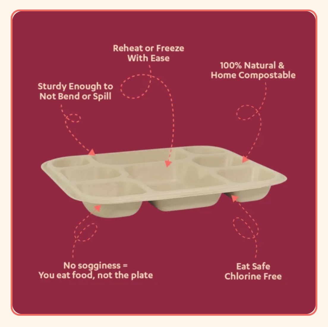 8-Compartment Bagasse Meal Tray