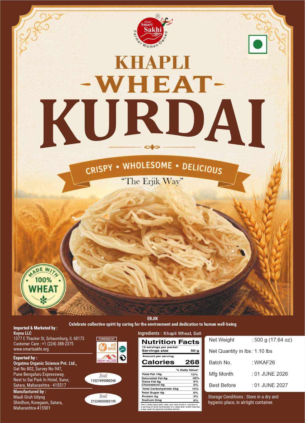 Khapli Wheat Kurdai 500 Gram